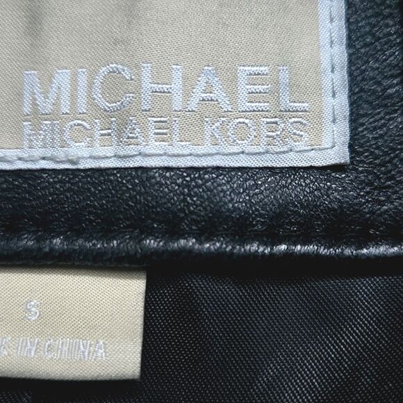 Michael Kors leather zip Moto Bomber Jacket women's size S - Picture 4 of 4